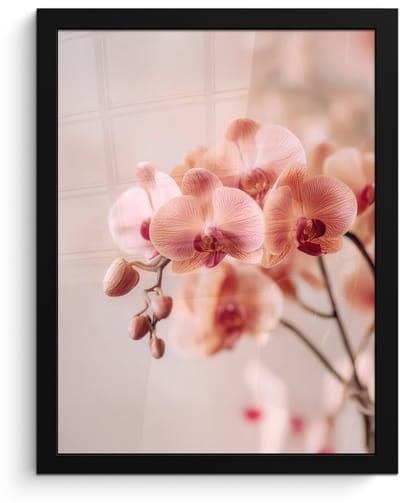 Poster in lijst - Fotolijst 30x40 cm - Posters - Orchidee - Bloemen - Roze - Bloemblaadjes - Posterlijst zwart - Decoratie - Wanddecoratie woonkamer - Muurdecoratie slaapkamer