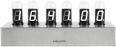 Karlsson Tafelklok Cathode - Geborsteld Staal voet, Wit LED - 28x7,5x11cm - Scandinavisch
