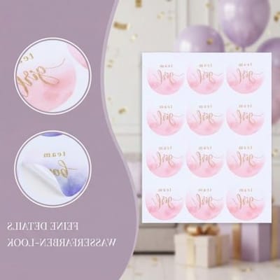 Gender Reveal Stickers voor Feestuitnodigingen en Spelletjes, 120 Stuks, 3cm Labels in Blauw en Roze voor Gender Reveal Party Decoratie en Themafeest