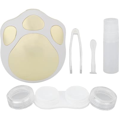 Contactlenshouder Spiegel Look Cartoon Poot Stijl Plastic Materiaal Lichtgewicht Draagbaar Reizen goud