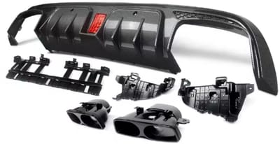 Achter Diffuser met Uitlaat Endtips - Voor Mercedes C-Klasse W205 (2015-2021) - Carbon Look - Auto Accessoires