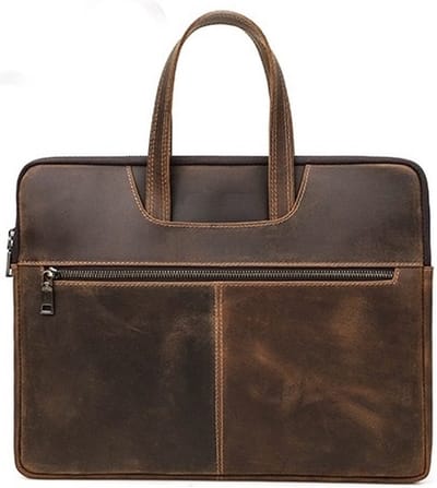 BUGOLINI Uchiha – Leren Multifunctionele laptoptas - Met Voorvak Voor Tablet - Echt Leder – Geschikt Voor Laptop(Max 16 Inch) & Tablet (Max 11 Inch) - Coffee