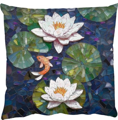 Sierkussens - Kussentjes Woonkamer - 50x50 cm - Glasstukjes - Leliebladeren - Vis - Oranje