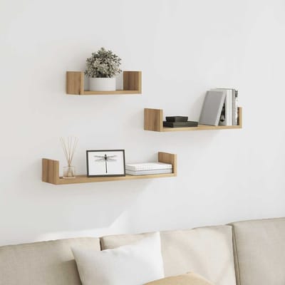 vidaXL - Wandschappen - 3 - st - bewerkt - hout - artisanaal - eiken