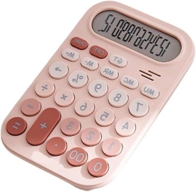 Bureaurekenmachine - Kantoorcalculator - Dagelijkse Berekeningen - Kantelbaar Scherm - 12 Cijfers - Roze