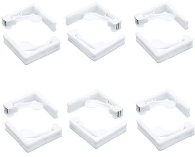 Verstelbare Tafelkleden Clips - Set van 6 Kunststof, Wit - 6 x 6 x 2 cm