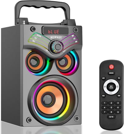 Draagbare Bluetooth Speaker 15W met Woofer, LED Verlichting en Karaoke Functie