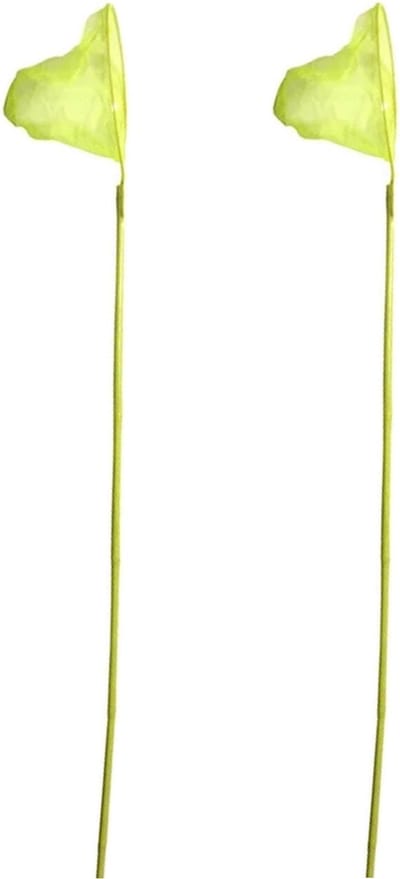 Gebro Visnet/schepnet - 2x - bamboe hout - geel - 80 cm