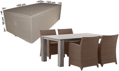 Raffles Covers Tuinsethoes - 190 x 165 H: 90 cm - RDS190165 - Waterdicht - Ademend - UV-bestendig - Elastisch rijgkoord - Beschermhoes tuinmeubelen - Hoes voor tafel en stoelen