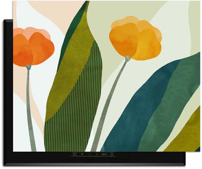 KitchenArt - Sunset Blooms - Inductie Beschermer - 77x51 cm - Kookplaat Beschermer - Luxe Afdekplaat Inductieplaat - Anti-slip & Oprolbaar - Beschermmat Inductiekookplaat
