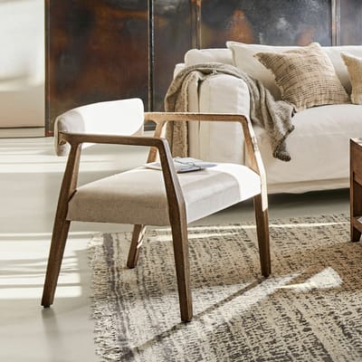 LOBERON Fauteuil Bronwyn bruin/crème