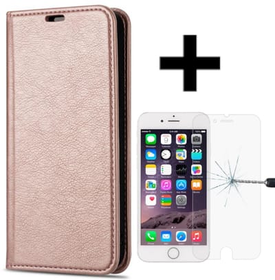 Rico Vitello Magnetische Wallet case Geschikt voor Apple iPhone 7/8/SE Kleur Rosé goud + gratis screen protector