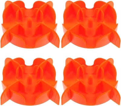 Slow Feeder Inzetstukken - Voerbak Verkleiner - Langzaam Eten - Flexibel Siliconen Ontwerp - 4 Stuks - Oranje