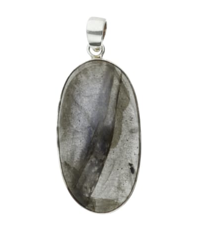 Zilveren Labradoriet edelsteen ovaal groot hanger