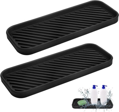 Set van 2 Siliconen Afvoer Matten 23 x 9 cm, Antislip, Smal, Sneldrogend, Keuken Organizer voor Sponsen, Borstels en Zeep