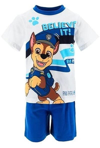 Nickelodeon Paw Patrol Pyjama – Korte Pyjamaset – Maat 98 - Comfortabele Nachtkleding – Wit met Blauw