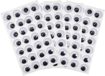 Oogstickers voor kunsthandwerk - 18 mm - zelfklevend - poppenaccessoires - zwart wit - set van 4