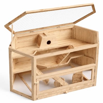 BSS® Hamsterkooi 3 Verdiepingen - Klapdeksel & Kijkvenster - 115x60x58 cm