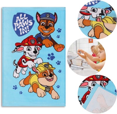 Paw Patrol Rubble Chase Marshall KATOENEN handdoek voor kinderen, handdoekje voor de kleuterschool 30x50 cm OEKO-TEX