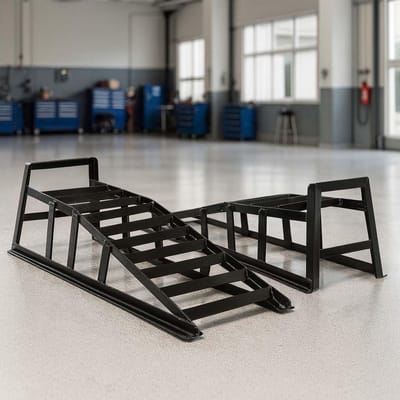 Oprijbokken Set - Stalen Oprijplaten - Voertuigen Laden - 2 Ton Draagvermogen - 91 cm Lengte - Zilver
