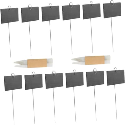 Tuin Labels - Plantenmarkers Leisteen - Planten Identificeren - Weerbestendig Materiaal - 10x7CM Set - Zwart