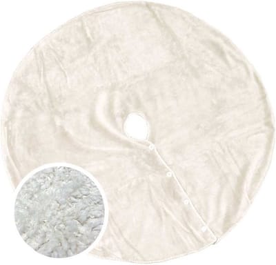 Unique Living kerstboomrok - ivoor wit - D110 cm - polyester - kerstboomkleed