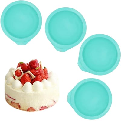 Dailygoods- Bakvorm Ronde Siliconen - 4 Stuks 15 cm - Antiaanbaklaag - Voedselveilig - Temperatuurbestendig - Ideaal voor Taarten - Taartvorm