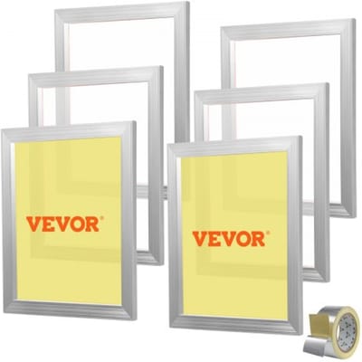 VEVOR Zeefdrukkit, 6 Stuks Aluminium Zeefdrukframes, 16 X 20 Inch Zeefdrukframes met 110 Count Mesh, High Tension Nylon Mesh & Sealing Tape voor T-Shirts, Doe-Het-Zelf Afdrukken, enz