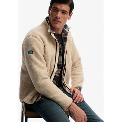 Superdry Outdoor Sherpa Fleece Jas Crème Grootte: S