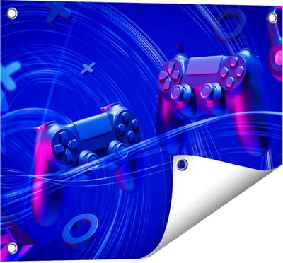 Gards Tuinposter Twee Gaming Controllers - Gamen - 50x40 cm - Tuindoek - Tuindecoratie - Wanddecoratie buiten - Tuinschilderij
