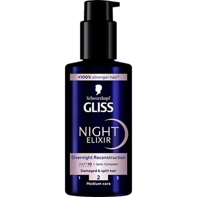 Gliss Night Elixer Overnight Reconstruction - Haarverzorging - Haarserum - Nacht Elixir - Zacht en Veerkrachtig - Verzegelt Gespleten Punten - Beschadigd Haar - 100 ml