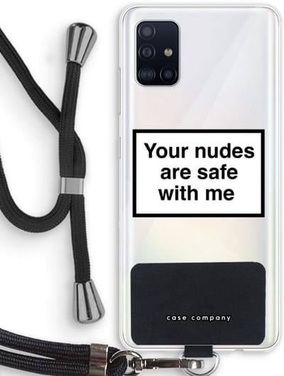 Hoesje met koord geschikt voor Samsung Galaxy A51 4G hoesje met Koord - Safe with me - Telefoonhoesje met Zwart Koord - Bescherming aan alle Kanten en Over de Schermrand