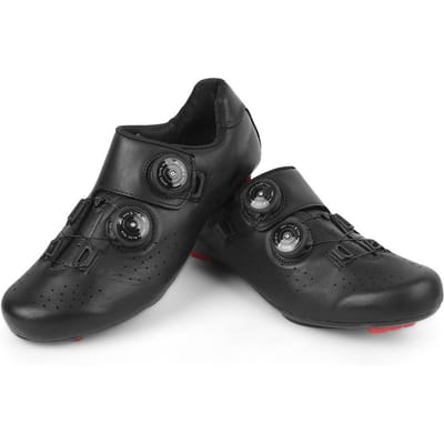 BOODUN 1 Paire Semelle Nylon Chaussures Cyclisme Route Réfléchissantes Nuit Cuir Artificiel Chaussures à Verrouillage Noir 45 black