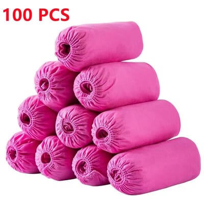 Wegwerpschoenovertrekken 100 stuks antislip duurzame waterdichte laarzenovertrek voor vloeren binnen buiten werkplek schoenen laarzen beschermer pink