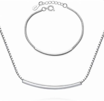 2 Delig Set- Celine-Zilver- Staafje- Armband en Enkelbandje- Charme Bijoux