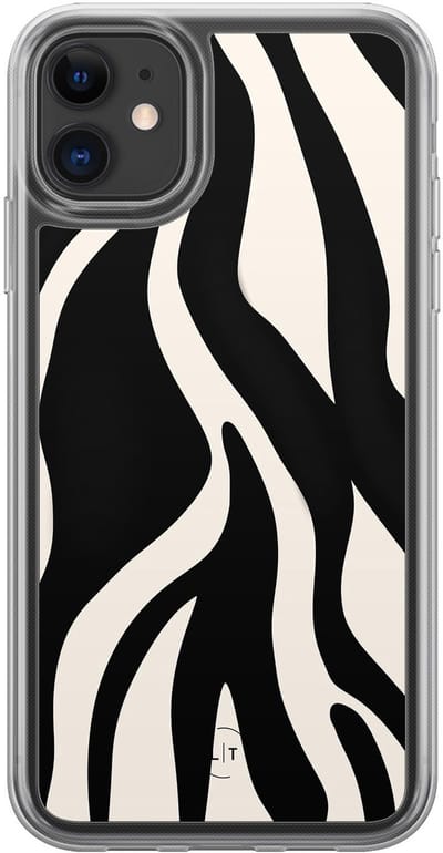 Hoesje geschikt voor iPhone 11 - Zebra - 2in1 backcover - Print / Illustratie - Zwart - Leuke Telefoonhoesjes