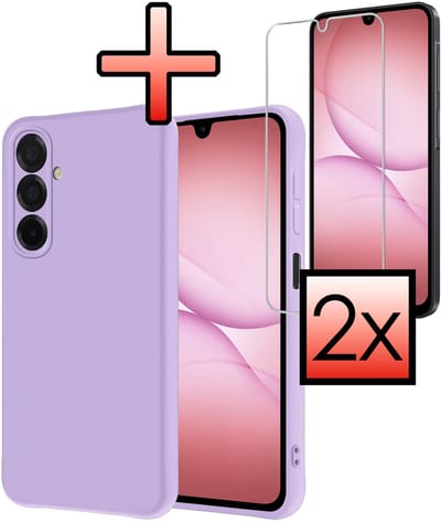 Hoesje - Met 2x Screenprotector - Geschikt voor Samsung Galaxy A17 - Sterk & Shockproof - Back Cover - Siliconen Case - Telefoon Hoes - Lila