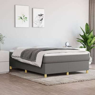 vidaXL - Boxspring - bed - stof - donkergrijs - 140x190 - cm