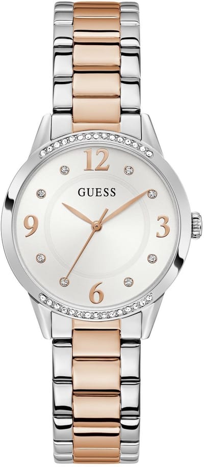 Guess Angelina Quartz Analoog Horloge Tweetoon Behuizing: 100% Roestvrij Staal| Armband: Roestvrij Staal 34 mm U1478L1M, U1478L2M, U1478L4M, U1478L5M, U1478L6M