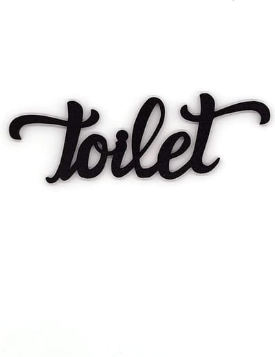 Toiletteken, deurteken, badkamerteken, zwarte badkamerinrichting, wc, woondecoratie