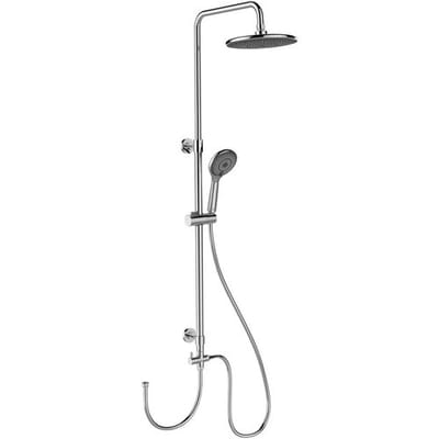WENKO Doucheset Watersaving in chroom met Regendouche Ø22,5cm, RVS Douchestang uitschuifbaar van 75-120cm, Douchekophouder, Douchekop Ø11cm met 3 standen, Doucheslang 150cm - Waterbesparing tot 40% - Regendoucheset - Douchesysteem zonder kraan