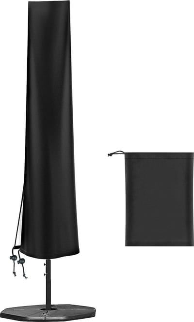 Dailygoods- Parasolhoes Waterdicht - Parasolhoes voor Diameter 2,7-3,6 m - Afdekhoes voor Terrastafelparasol - 420D Oxford - Ritssluiting en Riemdesign - H 190 x 30/50 cm