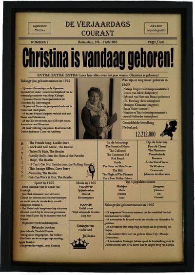 Verjaardagscourant A3-formaat - verjaardag - jubileum - geboorte - cadeau - verjaardagscadeau - krant - verjaardagskrant