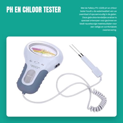 Dailygoods- Waterkwaliteitstester - pH/Chloor Tester - Duurzaam Kunststof - 150mm Handgreep - Groot Scherm - Veilig Water - Zwembadtester