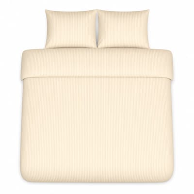 Decoware Dekbedovertrek Hotelstreep 200x220 cm - Creme - Katoen Satijn - Met Kussenslopen - Tweepersoons