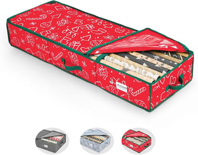 Grote Opbergdoos voor Cadeaupapier - Ruimtebesparende Organizer met Oxford-Weefsel en Feestelijk Patroon