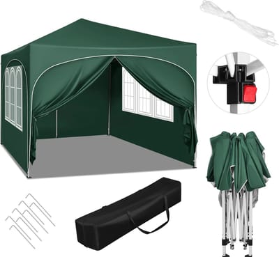 Mygroot - Partytent met zijwanden - Groen - Opvouwbaar - Easy up - Paviljoen - Waterdicht weerbestendig - 3x3 m