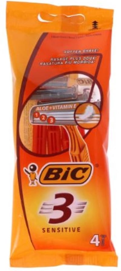 BIC 3 Sensitive Wegwerpscheermesjes Mannen - Pak van 4 Stuks