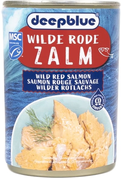 Deepblue rode zalm in blik - wild gevangen - 418 gram