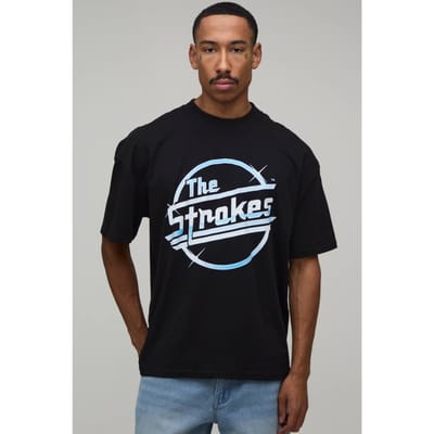 Oversized T-shirt Met The Strokes Licentieprint | Black | Size Medium